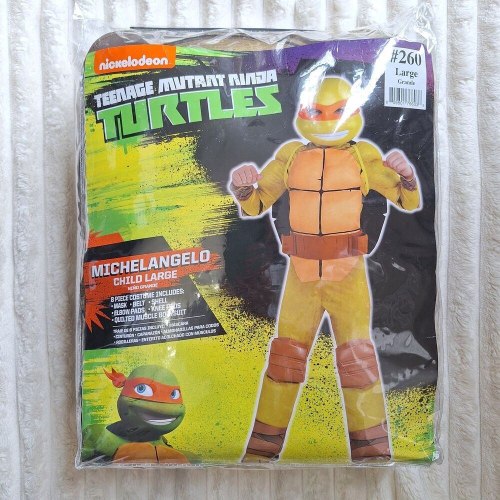 New Teenage Mutant Ninja Turtles Michelangelo 8pc Halloween Costume Kids L 12-14